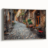 Landscape art painting of Rome with colorful skyline on framed canvas, ideal for living room decor.