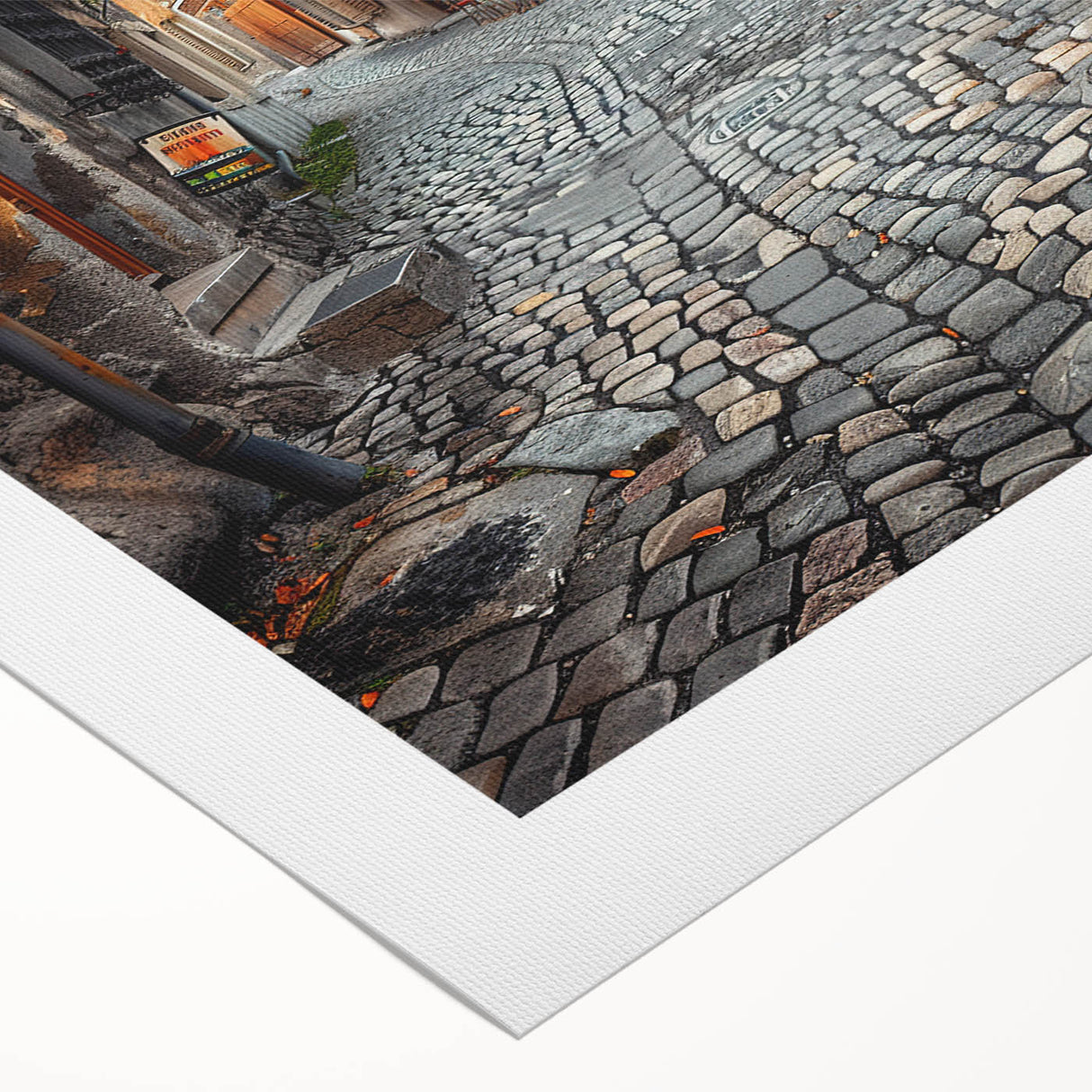 Art deco poster of Rome with muted earth tones on rolled canvas, suitable for dining room wall art.