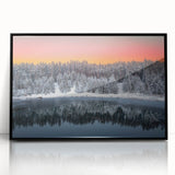 Large abstract wall art depicting a European scenery in Latvia, framed in black acrylic, suitable for modern art wall decor.