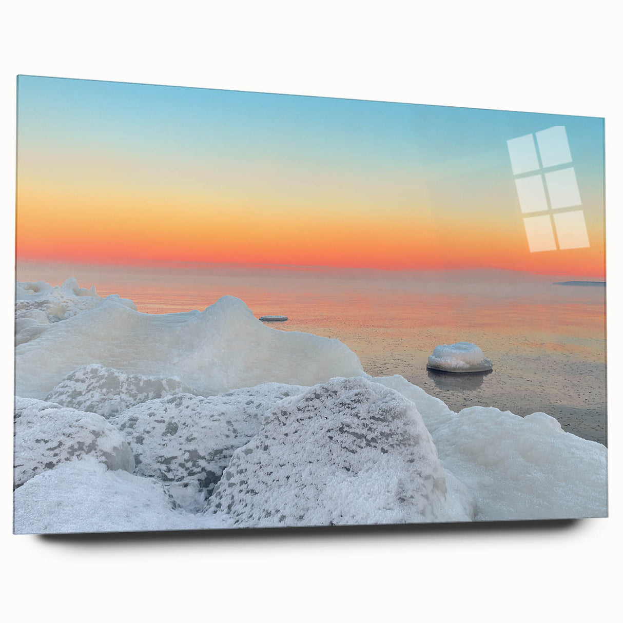 Acrylic print of a large abstract European scenery in muted earth tones, suitable for bedroom or dining room decor.