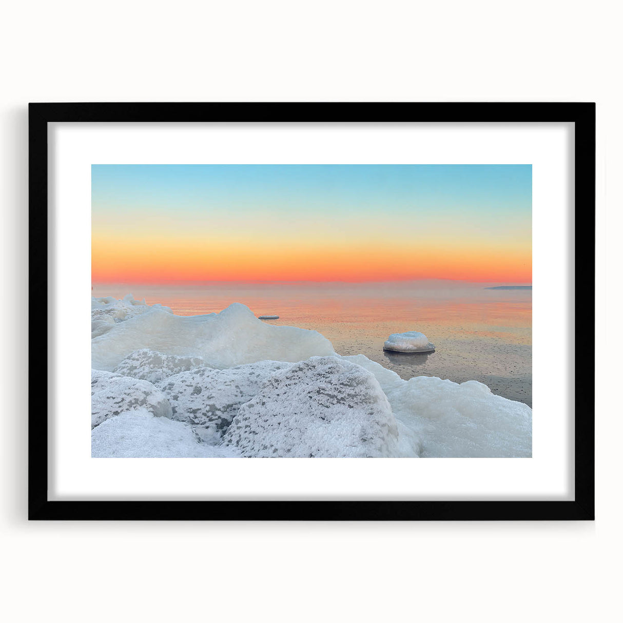 Extra large abstract art print featuring colorful, textured scenery of a European landscape on a framed black canvas.
