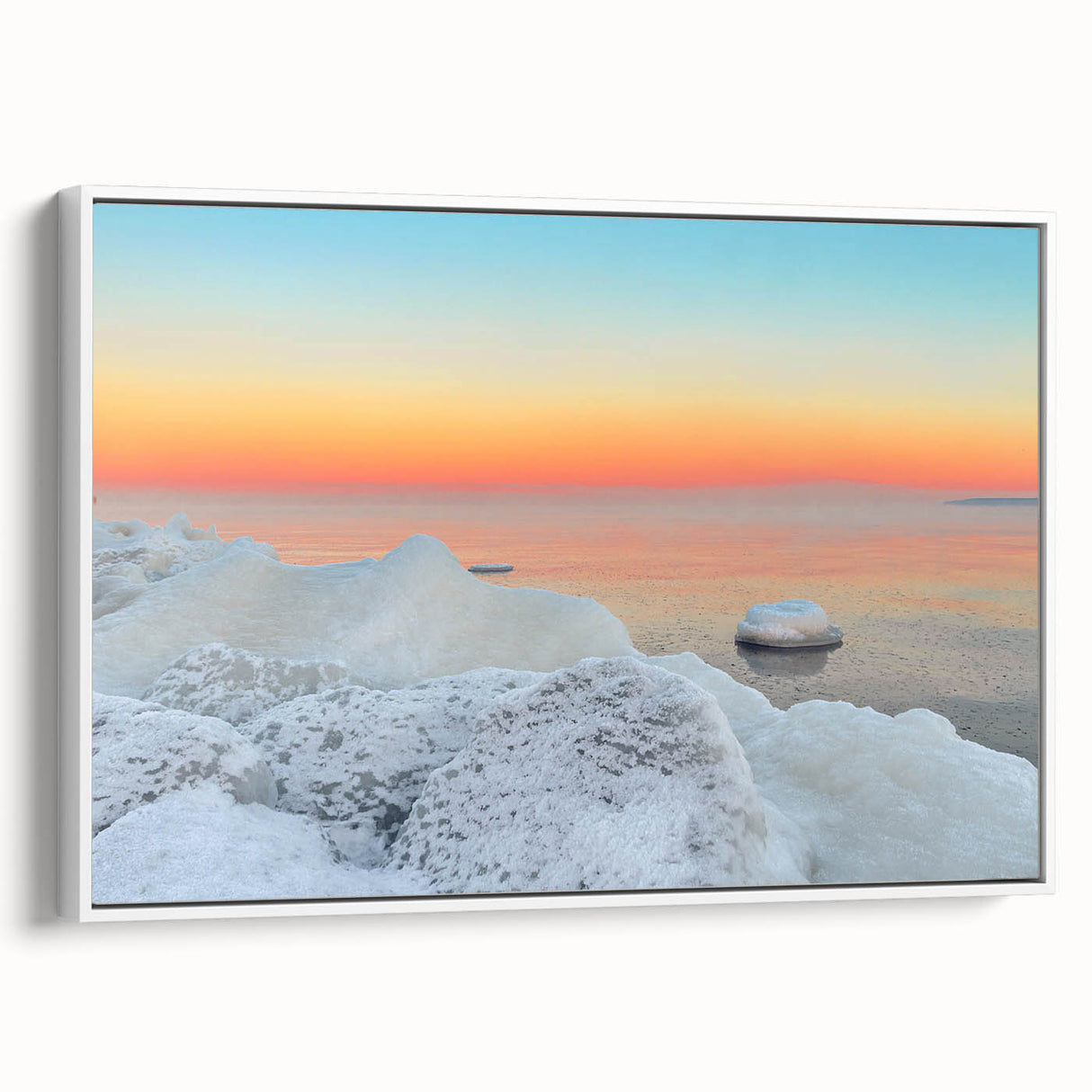 Vintage poster art of a Lithuanian landscape on a large framed canvas, featuring colorful details against a black background.