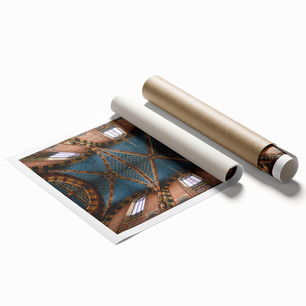 Extra large rolled print of a Polish landscape featuring lush greenery and a serene lake, ideal for classy bathroom wall art.