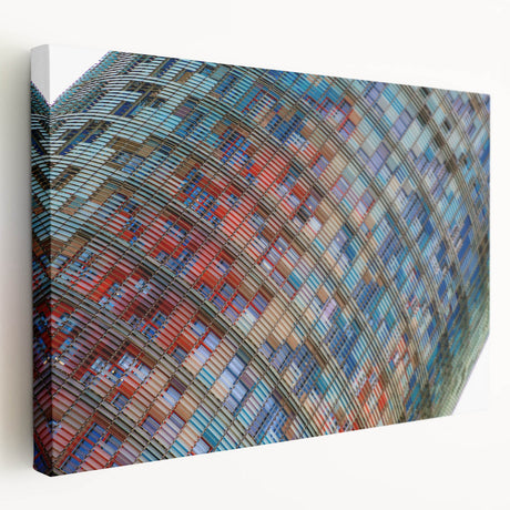 Large stretched canvas depicting a vibrant Barcelona cityscape, ideal for kitchen wall art.