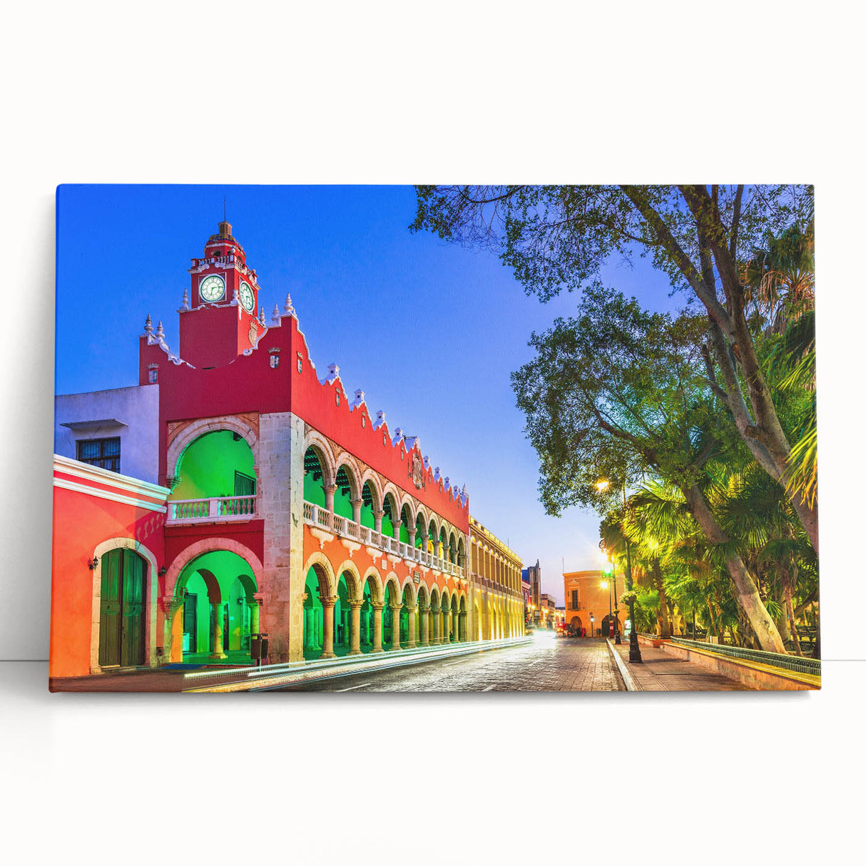Black and white stretched canvas of Yucatan scenery, ideal for kitchen wall art or bedroom ambiance.