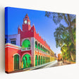 Large canvas print depicting the Yucatan scenery in vibrant green and blue tones, suitable for kitchen wall art.