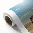 Art deco poster of a Middle Eastern Omani scenery in muted earth tones on rolled canvas.