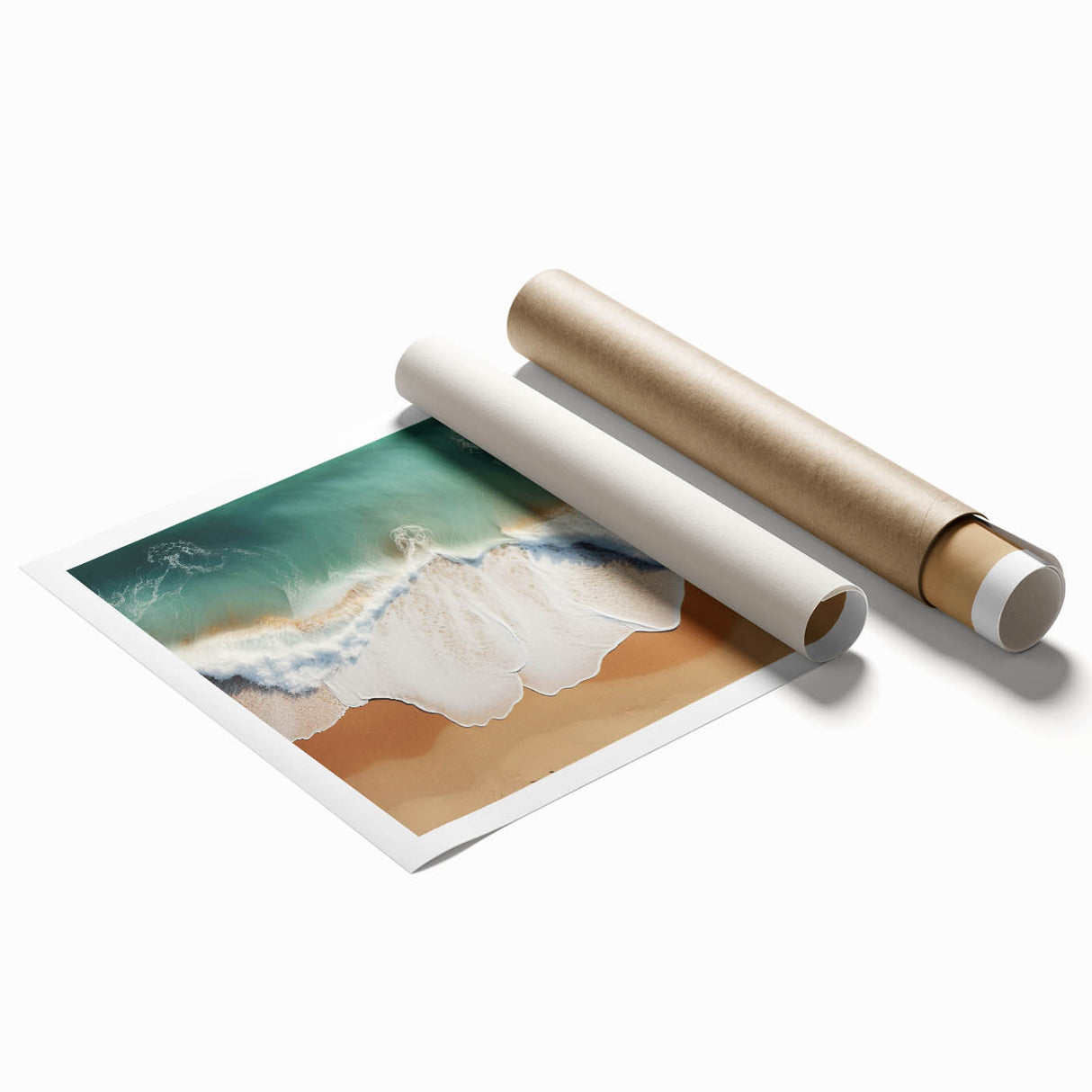 Extra large rolled print of a serene Fiji ocean scenery with vibrant blue and green tones.