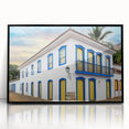 Large abstract wall art depicting a vibrant, stylized Brazilian landscape on a framed acrylic.