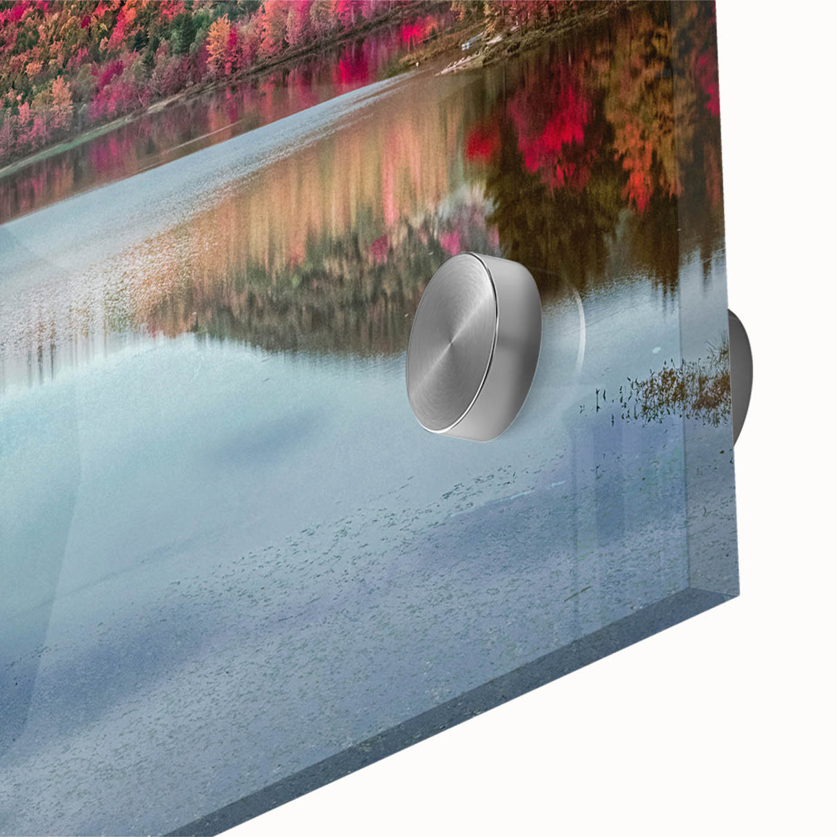 Large abstract wall art depicting a Connecticut landscape in mid-century modernist style on acrylic glass.
