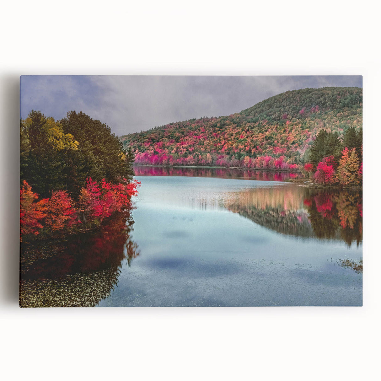 Black and white photograph of a Connecticut landscape on a large stretched canvas, suitable for kitchen wall art.