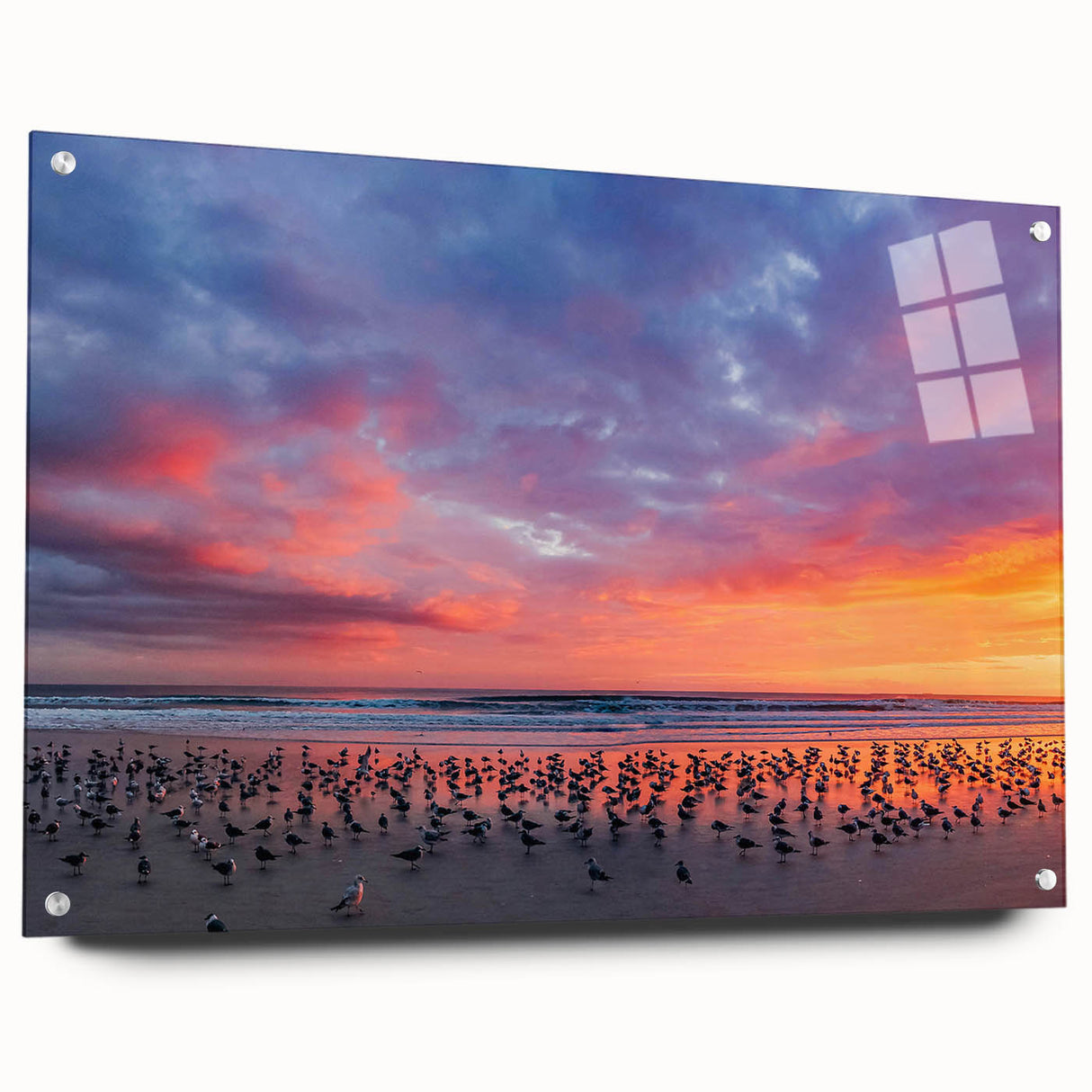 Acrylic print of Daytona scenery with vibrant twilight hues, ideal for dining room decor.