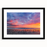 Extra large abstract art print featuring vibrant, colorful textures on a black framed canvas, ideal for living room decor.