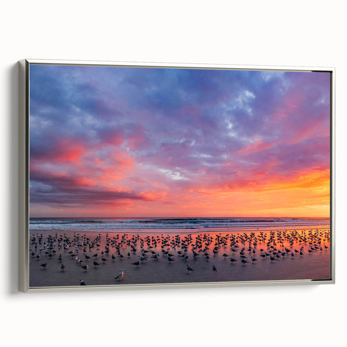 Framed canvas of a vintage Daytona landscape painting in colorful hues, ideal for living room decor.