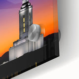 Large abstract wall art depicting Idaho scenery in mid-century modernist style on acrylic glass.