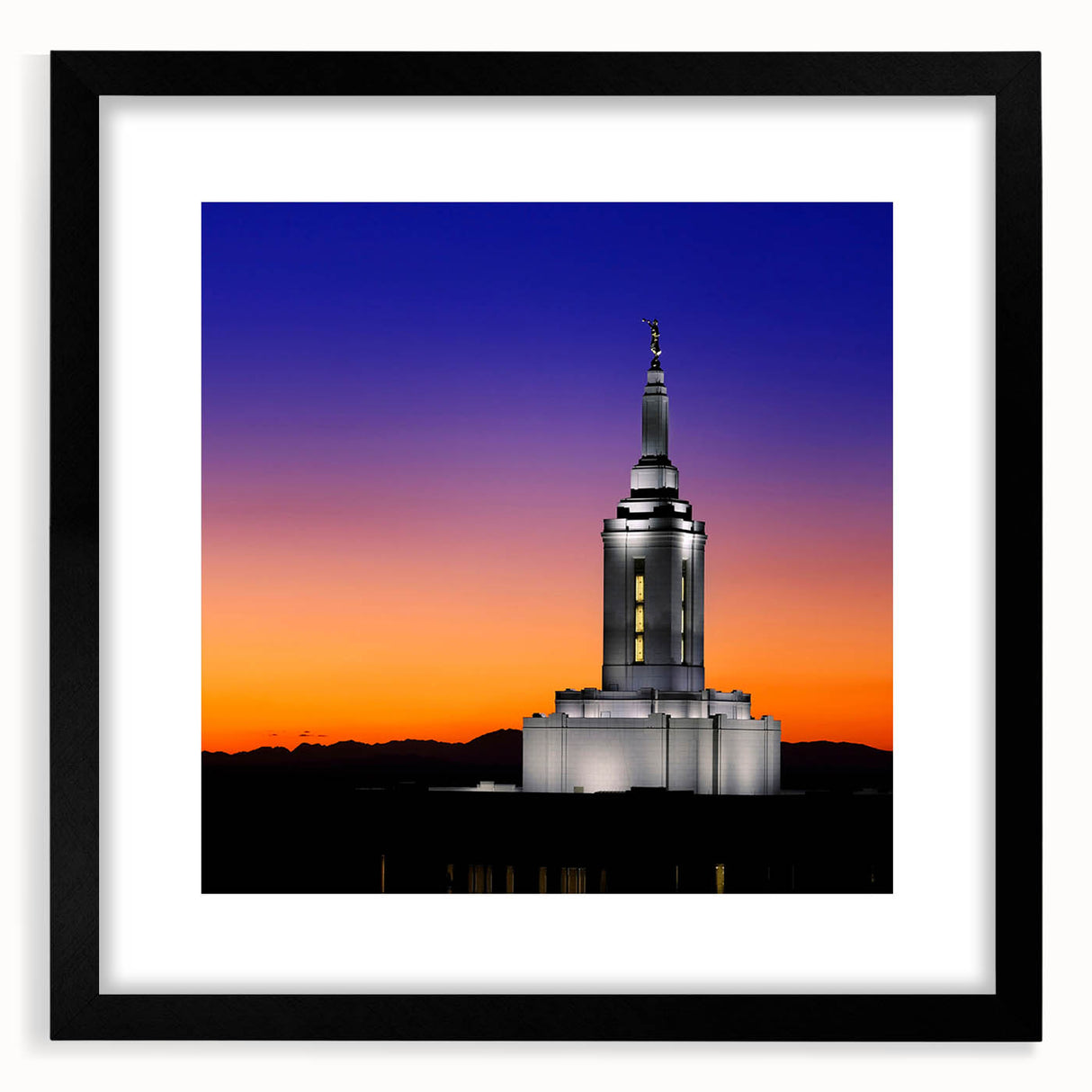 Abstract art print featuring textured, colorful art of Idaho scenery in a large black frame, suitable for living room decor.