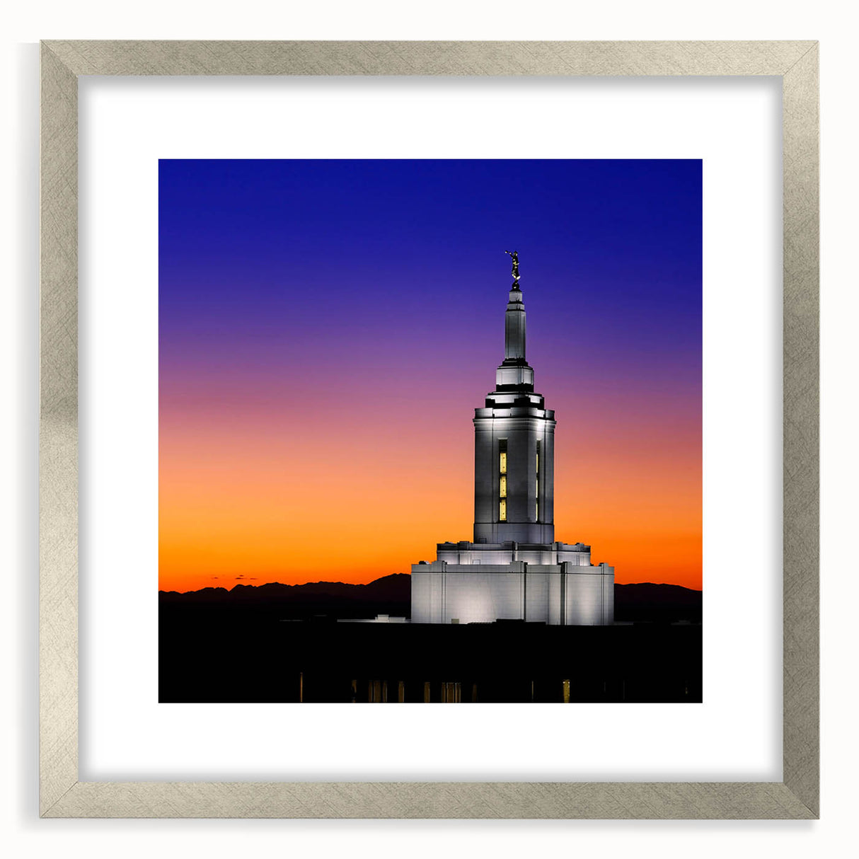 Textured abstract art print of Idaho scenery in muted earth tones, framed with a silver mat, suitable for bedroom decor.