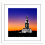 Abstract art print of Idaho scenery in muted earth tones on a framed white mat, ideal for dining room decor.