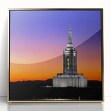 Large art print of Idaho scenery in mid-century modernist style, with muted earth tones on framed acrylic.