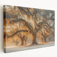 Large canvas print of a Louisiana marsh landscape in muted green and blue tones, suitable for kitchen wall art.