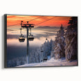 Framed canvas depicting a serene Vermont landscape in muted earth tones, ideal for bedroom wall art.