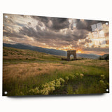 Acrylic print of Yellowstone scenery with vivid blue and green tones, ideal for bedroom or dining room decor.
