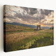 Yellowstone National Park scenery on large stretched canvas, featuring vivid green and blue tones.