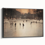 Black and white landscape art painting on framed canvas, depicting a serene winter scene, suitable for bedroom wall decor.