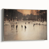 Winter landscape art painting on framed canvas, featuring muted gray and silver tones, ideal for living room decor.
