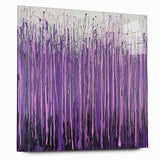 Abstract floral acrylic art piece displayed from a side view, showcasing vibrant colors and intricate patterns on glass. Ideal for modern home decor.