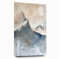 Abstract minimalist wall art displayed in a side view, featuring vibrant colors and geometric shapes, mounted on acrylic glass with decorative pins. This artwork adds a modern touch to any space, enhancing interior decor with its unique design.
