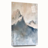 Abstract minimalist wall art displayed in a side view, featuring vibrant colors and geometric shapes, mounted on acrylic glass with decorative pins. This artwork adds a modern touch to any space, enhancing interior decor with its unique design.