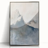 Framed abstract minimalist wall art with a silver acrylic front, showcasing elegant lines and shapes, perfect for modern home decor or office settings.