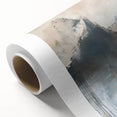 Abstract minimalist wall art on rolled canvas displaying soft pastel hues and geometric shapes, elegantly packaged in a protective cardboard tube. Ideal for modern home decor.