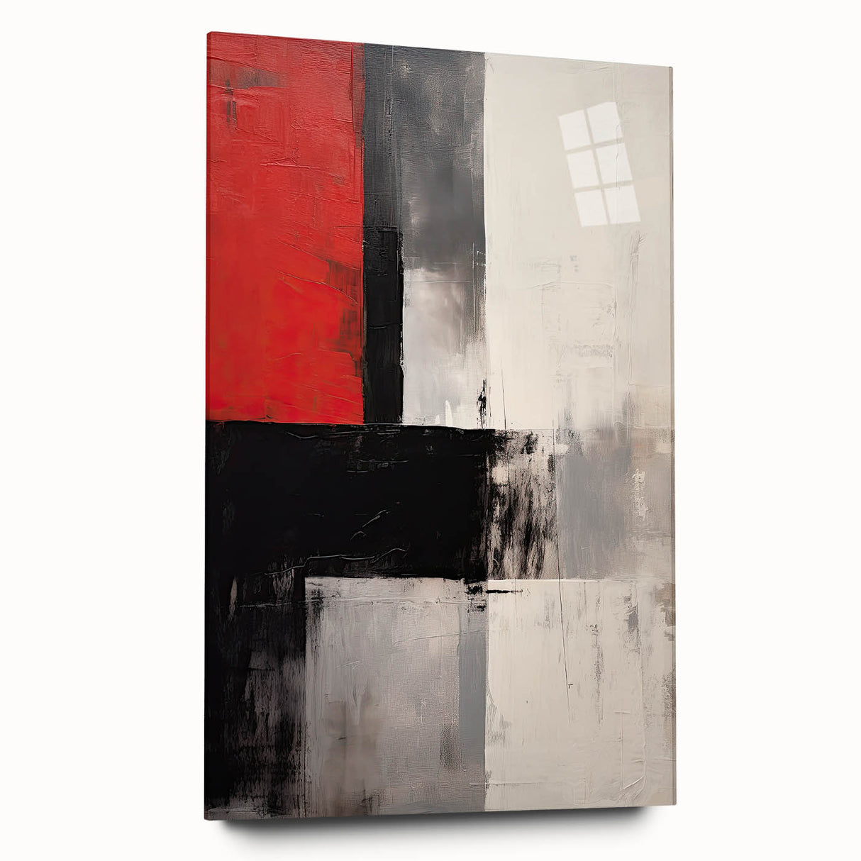Dining Room Wall Art – Bold Red & Black Abstract Canvas