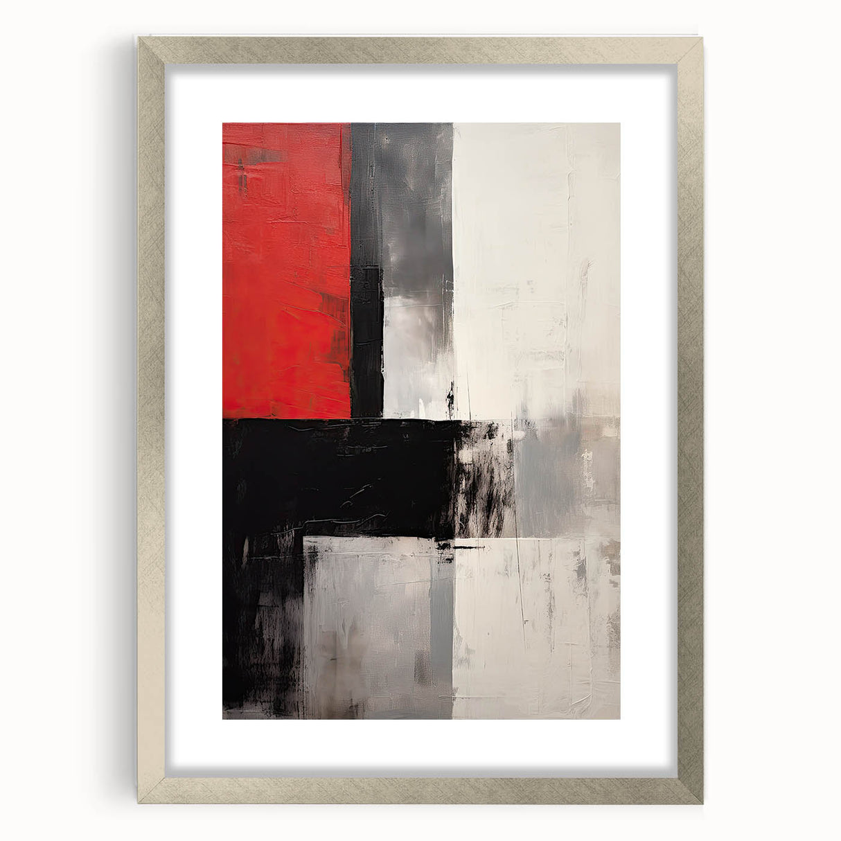 Dining Room Wall Art – Bold Red & Black Abstract Canvas