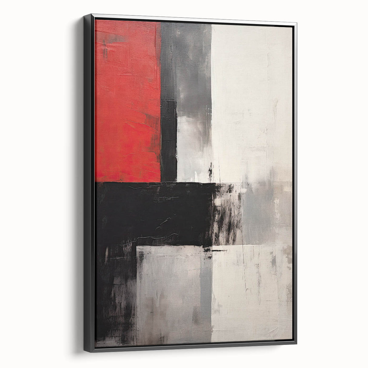 Dining Room Wall Art – Bold Red & Black Abstract Canvas