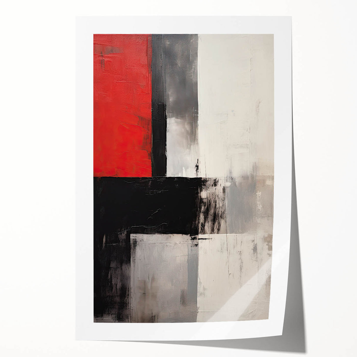 Dining Room Wall Art – Bold Red & Black Abstract Canvas