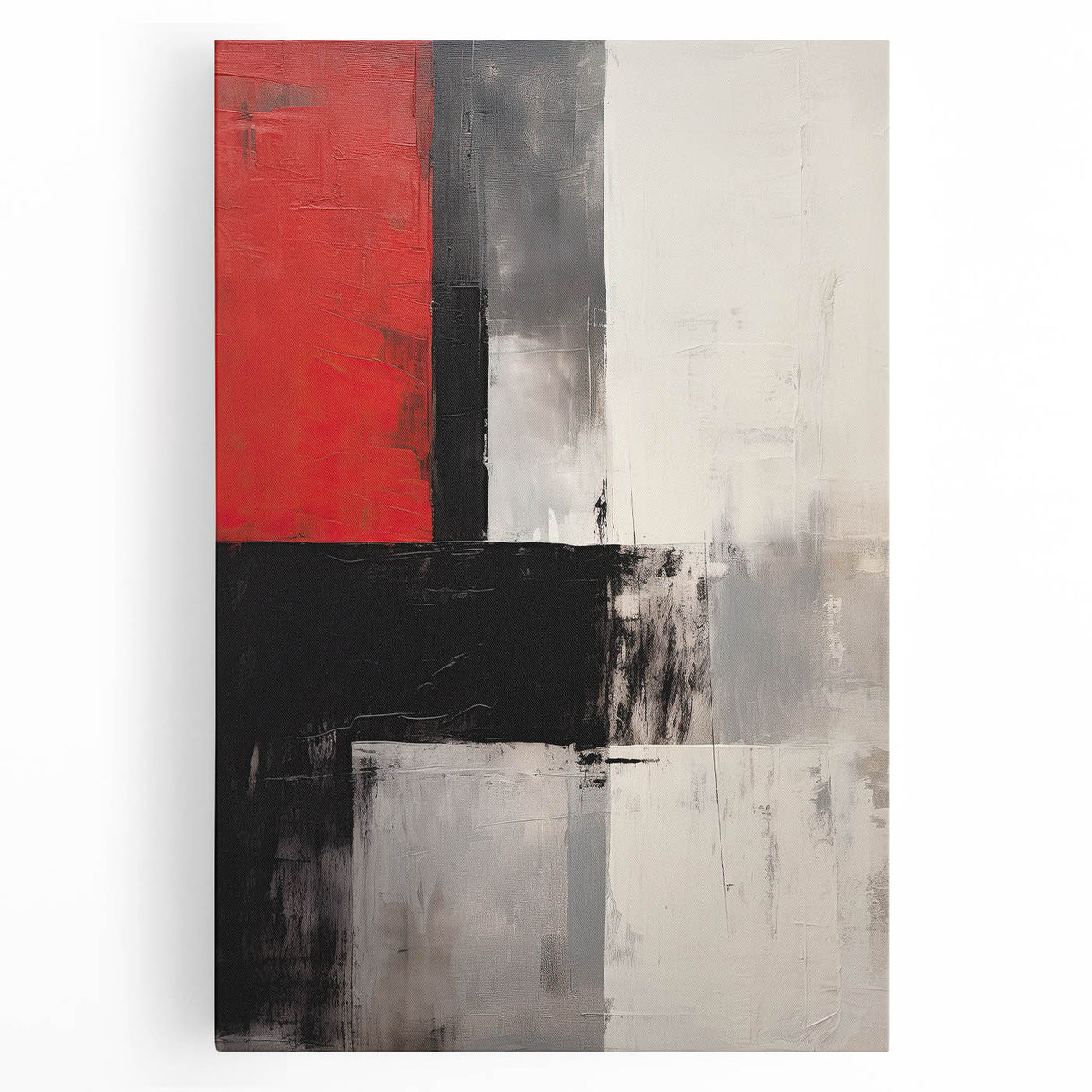 Dining Room Wall Art – Bold Red & Black Abstract Canvas