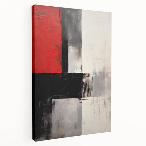 Dining Room Wall Art – Bold Red & Black Abstract Canvas