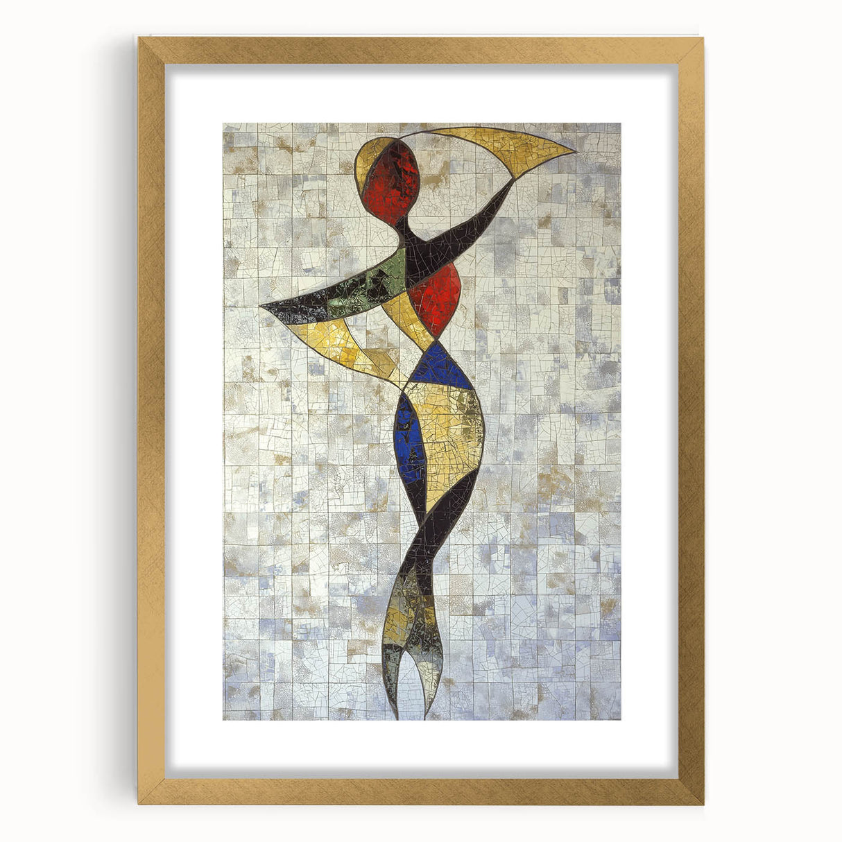 Modern Mosaic Abstract Living Room Wall Art – Large Framed Canvas