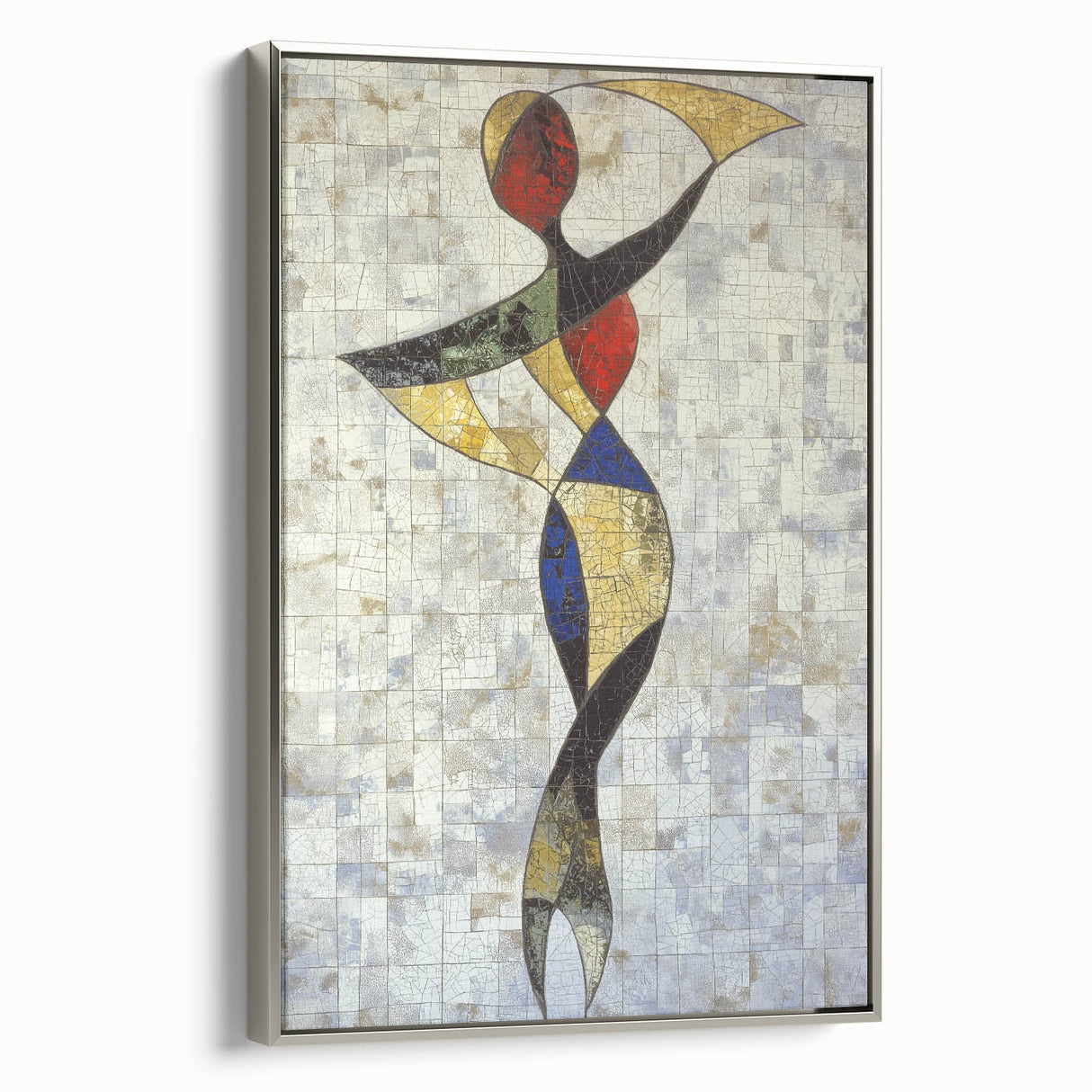 Modern Mosaic Abstract Living Room Wall Art – Large Framed Canvas
