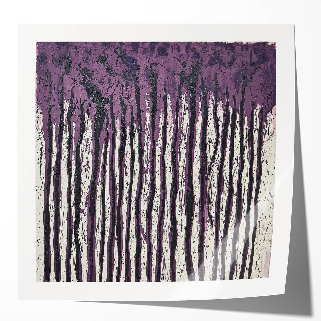 Glossy photo print mockup displaying an abstract floral design with vibrant colors, perfect for modern home decor and artistic presentations. Features intricate details and a contemporary aesthetic.