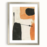 Abstract minimalist wall art framed in silver, featuring soft neutral tones, perfect for modern decor. The piece is elegantly matted, enhancing its visual appeal.