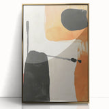 Framed abstract minimalist wall art featuring a gold-acrylic design, showcasing elegant lines and shapes against a neutral background, perfect for modern decor.