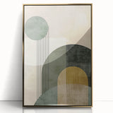 Framed abstract minimalist wall art featuring gold accents on a clear acrylic background, perfect for modern decor. Ideal for enhancing contemporary interiors.