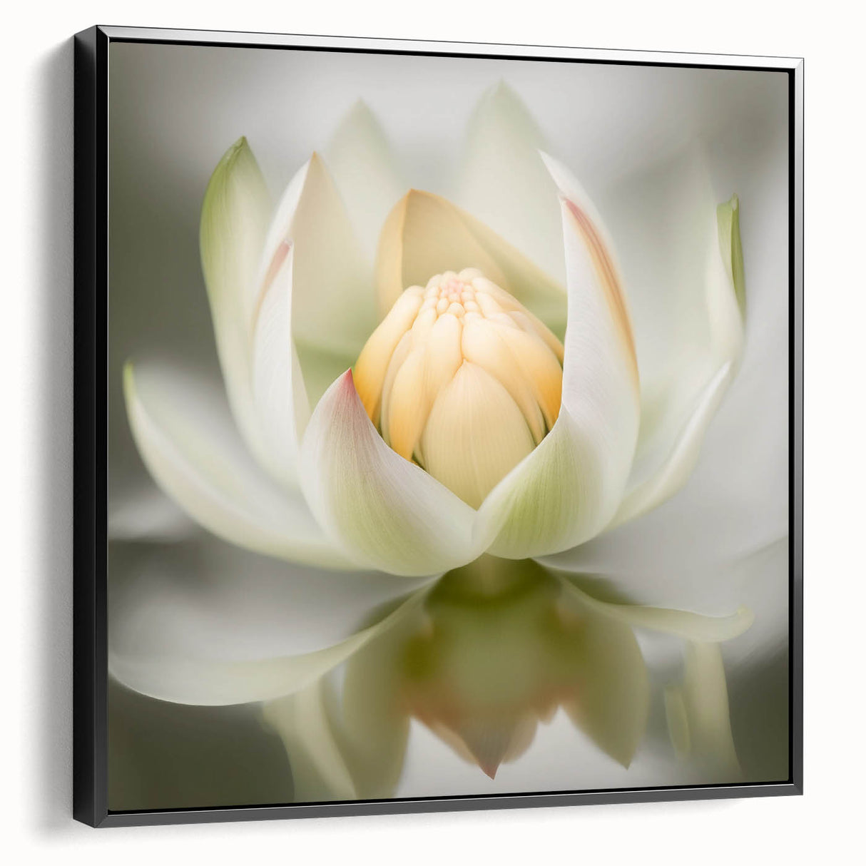 Serene Lotus Flower Living Room Wall Art – Framed Canvas Print