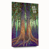 Abstract floral design on acrylic glass, showcasing vibrant colors and intricate patterns. The art piece is viewed from the side, highlighting its sleek edges and modern aesthetic, perfect for contemporary decor.