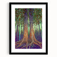 Abstract floral frame artwork in a black mat, showcasing vibrant colors and intricate designs, perfect for modern home decor or gallery displays.