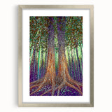 Abstract floral design framed in silver, showcasing vibrant colors and intricate patterns, ideal for modern home decor. Perfect for adding elegance to any room.